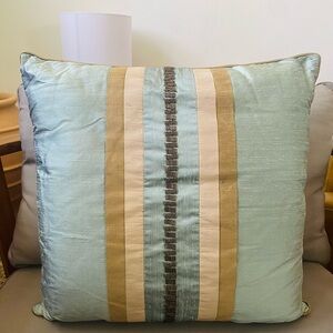Silk jacquard striped throw pillow cover.